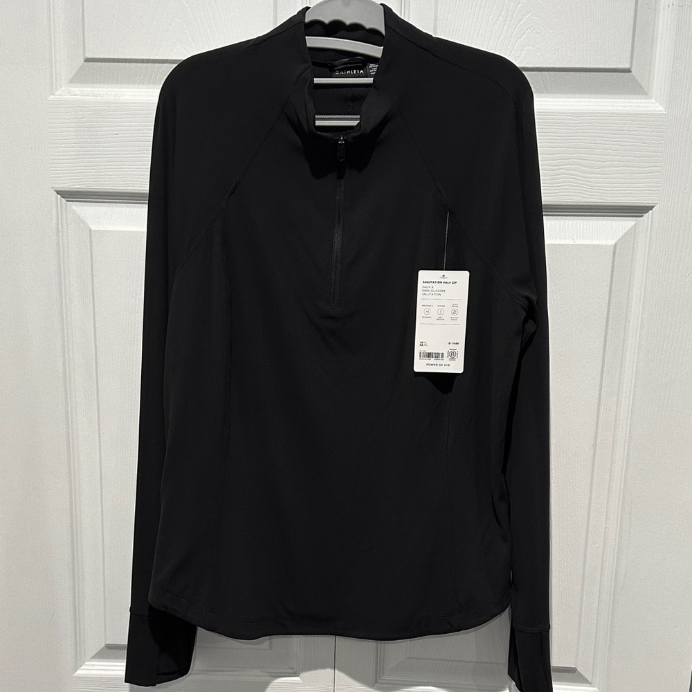 NWT - Athleta - Salutation Half Zip - Black - sz XL